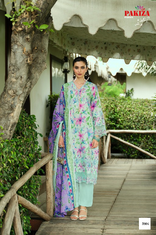 PAKIZA GULL BAHAAR VOL 35 WHOLESALE LAWN CHIKANKARI WORK UNSTITCH SALWAR SUITS FOR EXPORT