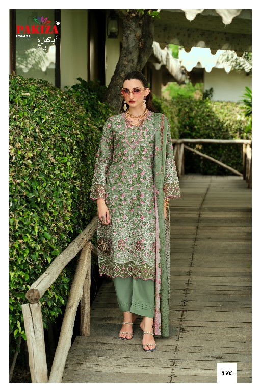 PAKIZA GULL BAHAAR VOL 35 WHOLESALE LAWN CHIKANKARI WORK UNSTITCH SALWAR SUITS FOR EXPORT