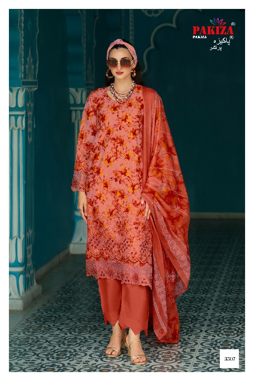 PAKIZA GULL BAHAAR VOL 35 WHOLESALE LAWN CHIKANKARI WORK UNSTITCH SALWAR SUITS FOR EXPORT