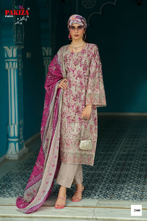 PAKIZA GULL BAHAAR VOL 35 WHOLESALE LAWN CHIKANKARI WORK UNSTITCH SALWAR SUITS FOR EXPORT