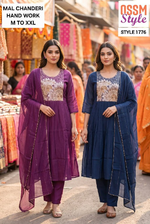 OSSM STYLE D.NO 1769-1776 TO 1779-1790 WHOLESALE READYMADE BEAUTIFUL STYLISH 3 PCS COMBO SET SUITS EXPORTER
