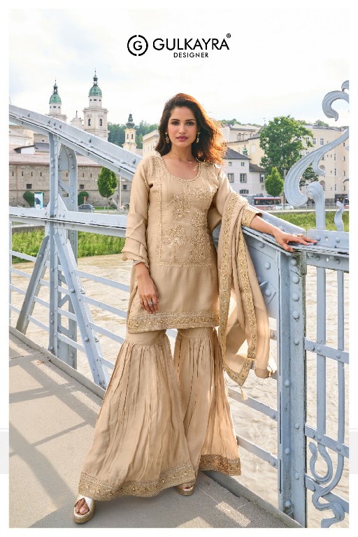 LAVANYA BY GULKAYRA DESIGNER WHOLESALE READYMADE PURE SILK PARTY WEAR TOP SHARARA WITH DUPATTA ONLINE