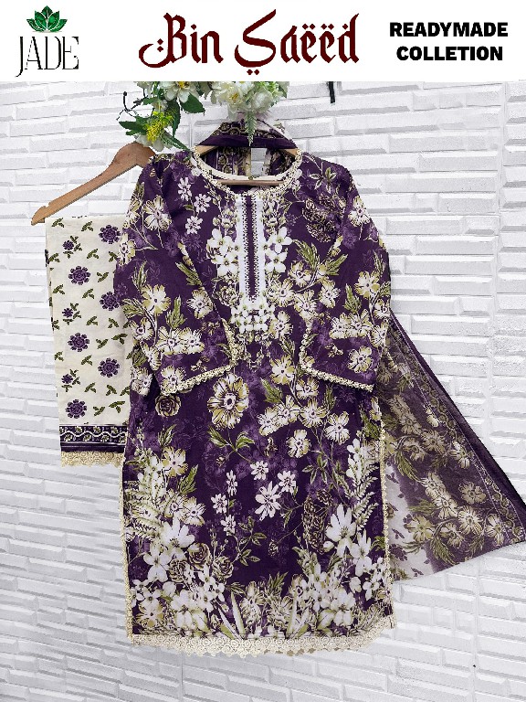 JADE BIN SAEED WHOLESALE READYMADE PURE COTTON CLASSY LOOK 3 PCS SUITS EXPORTER