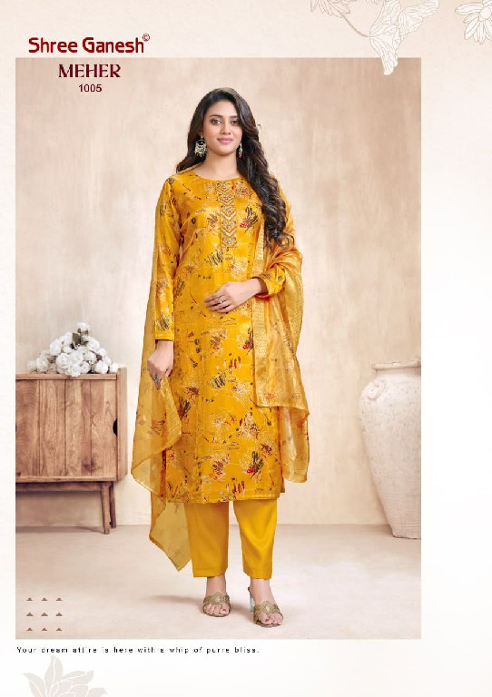 SHREE GANESH MEHER VOL 1 WHOLESALE ROMAN GLASS FANCY DESIGN 3 PCS SUITS SUPPLIER