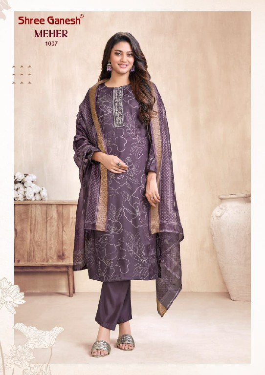 SHREE GANESH MEHER VOL 1 WHOLESALE ROMAN GLASS FANCY DESIGN 3 PCS SUITS SUPPLIER