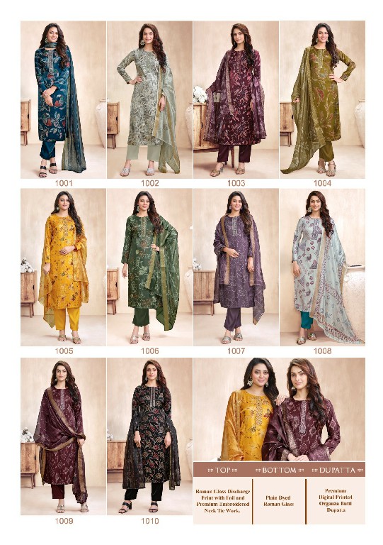SHREE GANESH MEHER VOL 1 WHOLESALE ROMAN GLASS FANCY DESIGN 3 PCS SUITS SUPPLIER