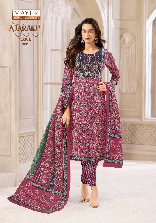 MAYUR CREATION AJARAKH VOL 13 WHOLESALE READYMADE COTTON PRINTED BIG SIZE CASUAL WEAR 3 PCS SUITS EXPORTER