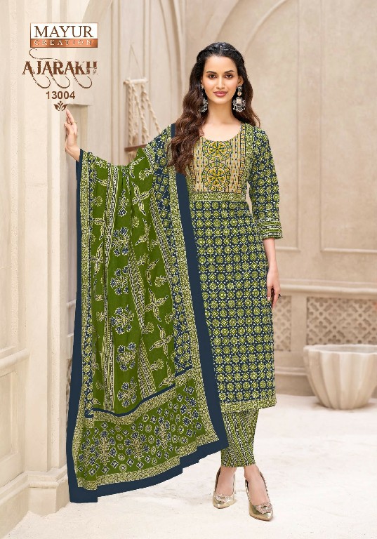 MAYUR CREATION AJARAKH VOL 13 WHOLESALE READYMADE COTTON PRINTED BIG SIZE CASUAL WEAR 3 PCS SUITS EXPORTER