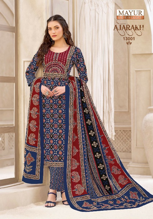 MAYUR CREATION AJARAKH VOL 13 WHOLESALE READYMADE COTTON PRINTED BIG SIZE CASUAL WEAR 3 PCS SUITS EXPORTER