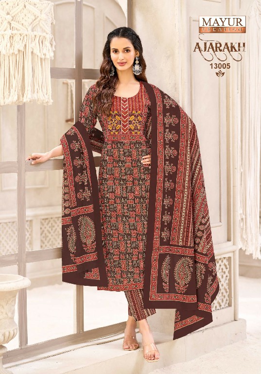 MAYUR CREATION AJARAKH VOL 13 WHOLESALE READYMADE COTTON PRINTED BIG SIZE CASUAL WEAR 3 PCS SUITS EXPORTER