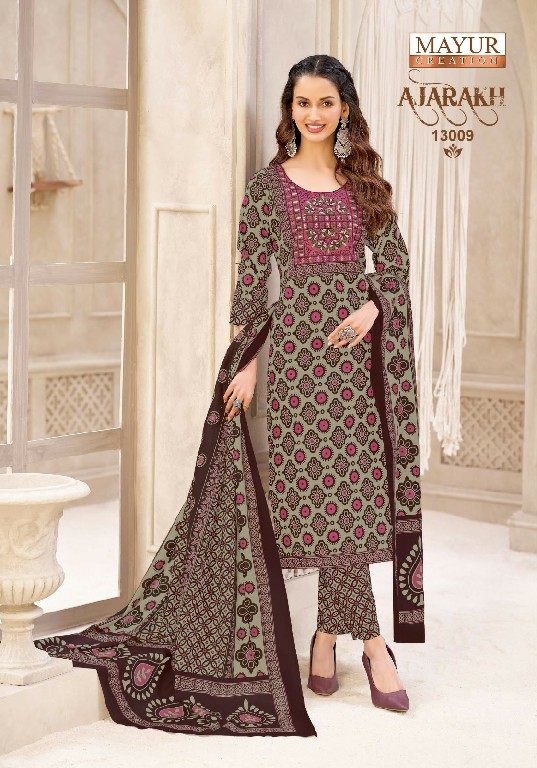 MAYUR CREATION AJARAKH VOL 13 WHOLESALE READYMADE COTTON PRINTED BIG SIZE CASUAL WEAR 3 PCS SUITS EXPORTER