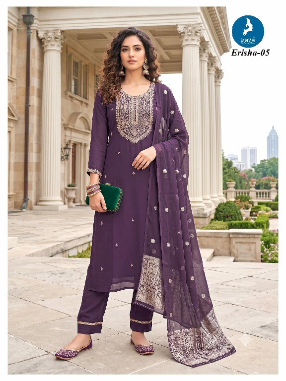 KAYA ERISHA WHOLESALE READYMADE ROMAN TWO TONE LATEST STRAIGHT CUT 3 PCS SUITS EXPORTER