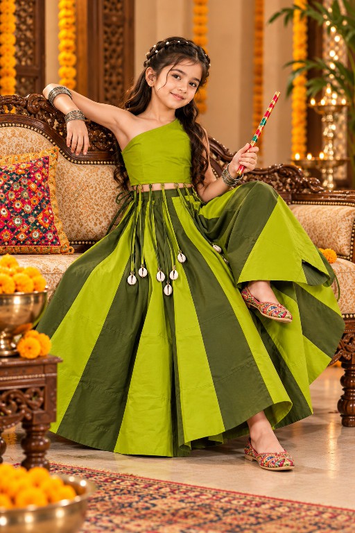 PAYAL CREATION D.NO SIYA-40 WHOLESALE READYMADE ROMAN SILK MODERN STYLISH NAVRATRI LEHENGA CHOLI FOR KIDS ONLINE