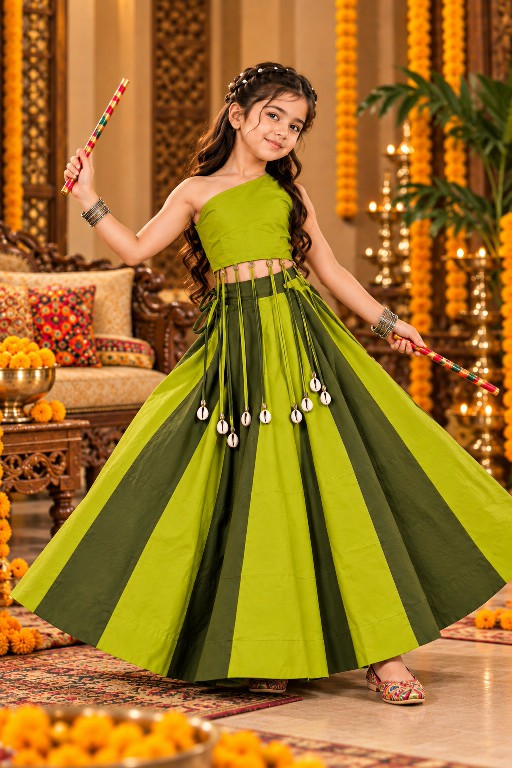 PAYAL CREATION D.NO SIYA-40 WHOLESALE READYMADE ROMAN SILK MODERN STYLISH NAVRATRI LEHENGA CHOLI FOR KIDS ONLINE