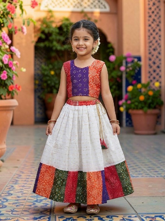 TEXTILEDEAL D.NO HK-295 WHOLESALE READYMADE PURE SILK WEAVING WORK FULL FLARED LEHENGA CHOLI FOR KIDS EXPORTER