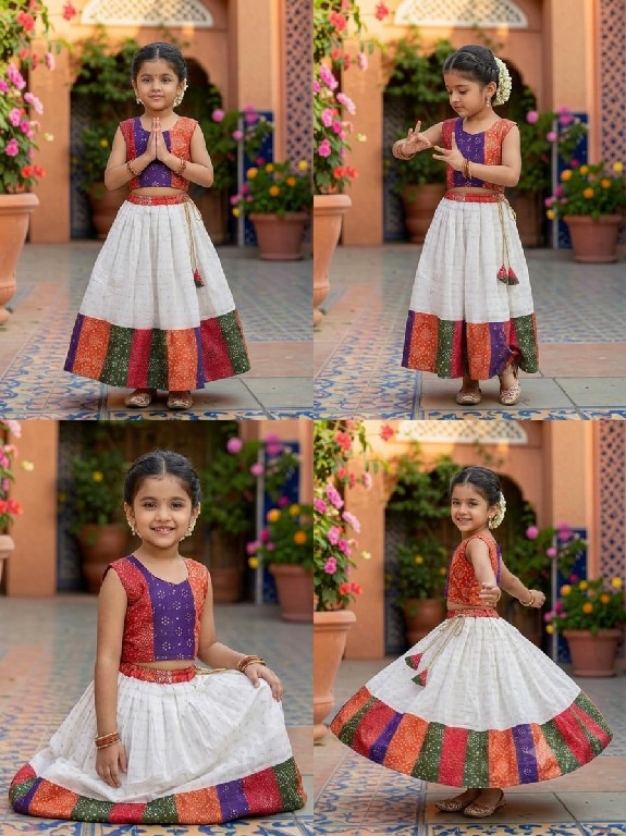TEXTILEDEAL D.NO HK-295 WHOLESALE READYMADE PURE SILK WEAVING WORK FULL FLARED LEHENGA CHOLI FOR KIDS EXPORTER