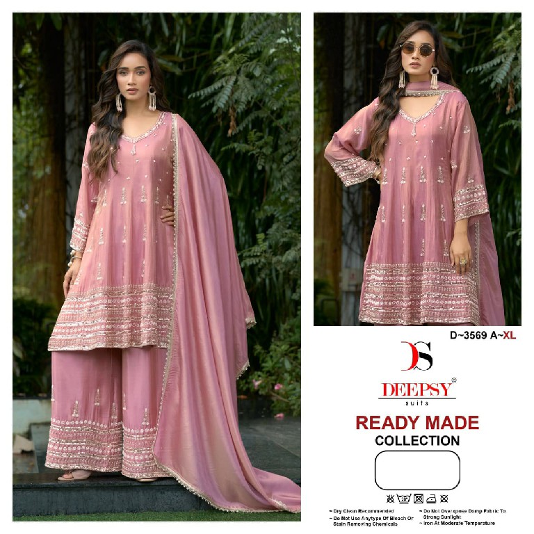 DEEPSY D.NO 3569 WHOLESALE READYMADE VISCOSE TISSUE SILK BEATS WORK PAPLON STYLE 3 PCS SUITS EXPORTER