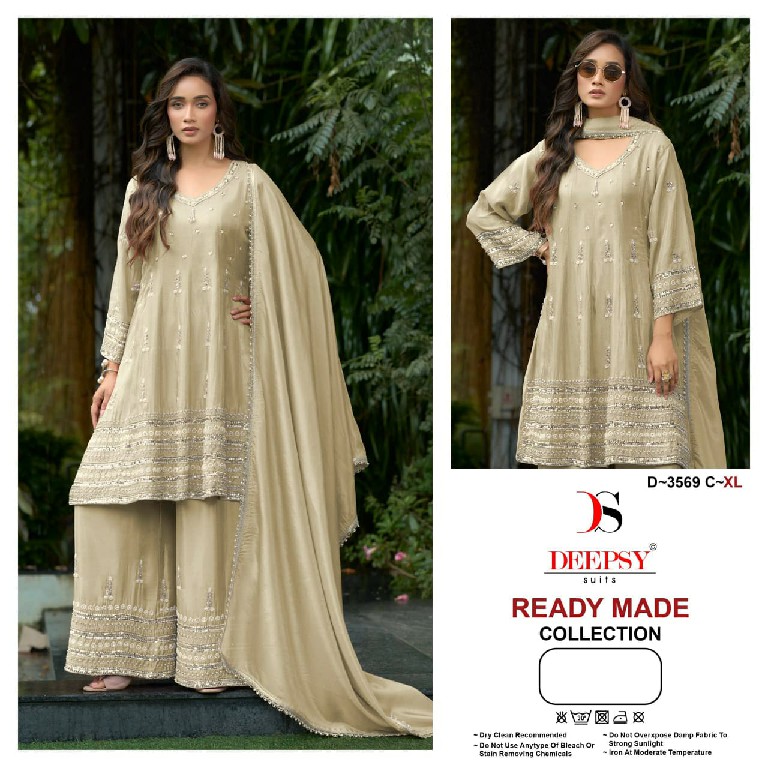 DEEPSY D.NO 3569 WHOLESALE READYMADE VISCOSE TISSUE SILK BEATS WORK PAPLON STYLE 3 PCS SUITS EXPORTER