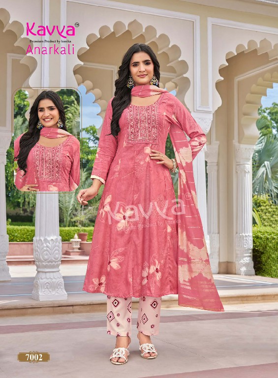 KAVYA ANARKALI VOL 7 WHOLESALE READYMADE RAYON ANARKALI STYLE TRENDING 3 PCS SUITS EXPORTER