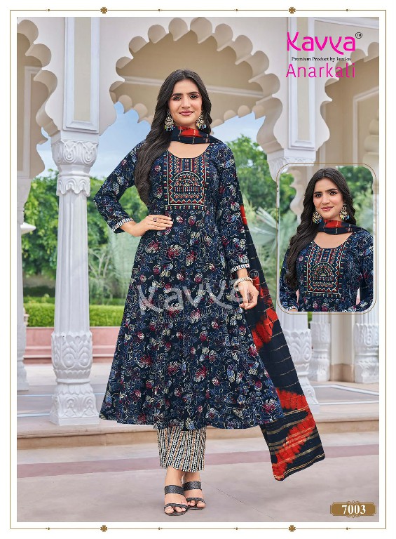 KAVYA ANARKALI VOL 7 WHOLESALE READYMADE RAYON ANARKALI STYLE TRENDING 3 PCS SUITS EXPORTER
