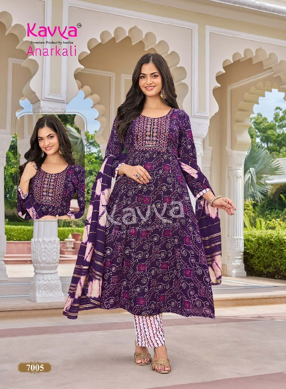 KAVYA ANARKALI VOL 7 WHOLESALE READYMADE RAYON ANARKALI STYLE TRENDING 3 PCS SUITS EXPORTER