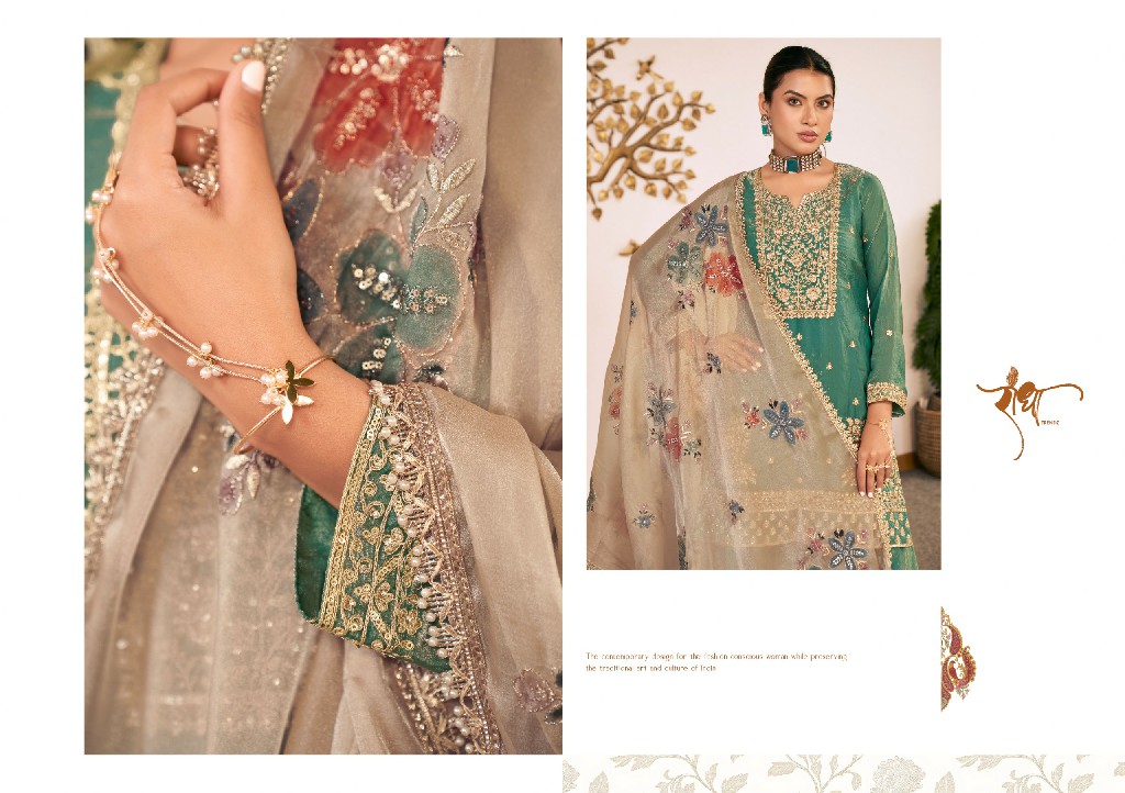 RADHA TRENDZ SUNFLOWER WHOLESALE READYMADE HEAVY FENDY SILK PARTY WEAR PLAZZO STYLE 3 PCS SUITS EXPORTER