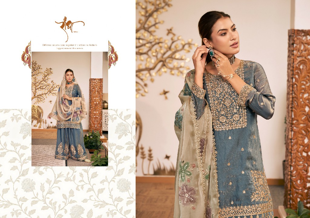 RADHA TRENDZ SUNFLOWER WHOLESALE READYMADE HEAVY FENDY SILK PARTY WEAR PLAZZO STYLE 3 PCS SUITS EXPORTER