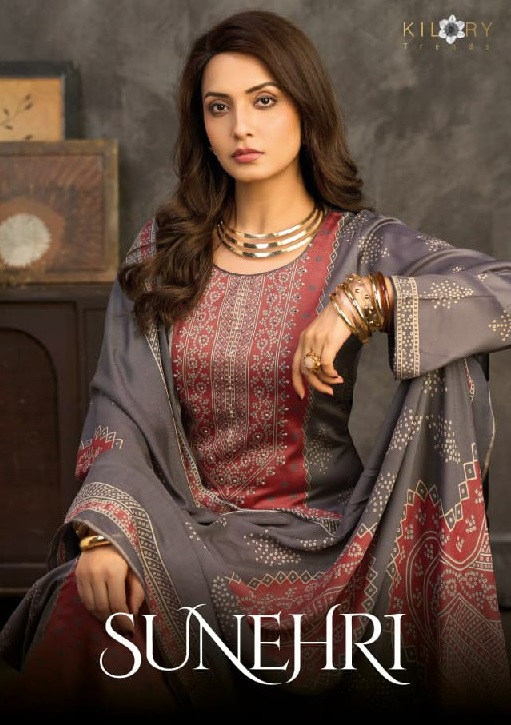 KILORY TRENDS SUNEHRI WHOLESALE PURE GAJJI SILK WITH HAND WORK UNSTITCH SALWAR SUITS SUPPLIER