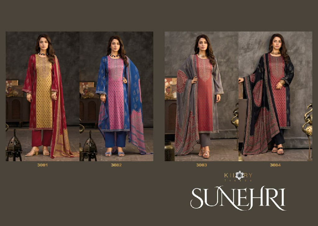 KILORY TRENDS SUNEHRI WHOLESALE PURE GAJJI SILK WITH HAND WORK UNSTITCH SALWAR SUITS SUPPLIER