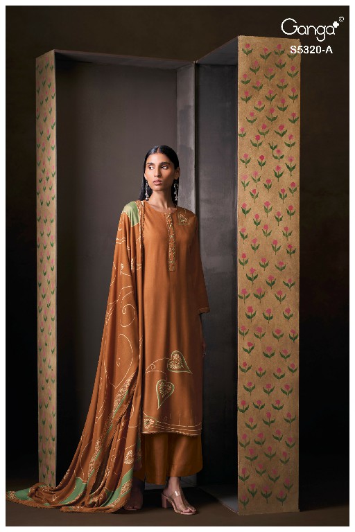 GANGA JUVIA S5320 WHOLESALE PURE WOOL PASHMINA WINTER WEAR UNSTITCH SALWAR SUITS FOR EXPORT