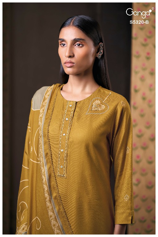 GANGA JUVIA S5320 WHOLESALE PURE WOOL PASHMINA WINTER WEAR UNSTITCH SALWAR SUITS FOR EXPORT