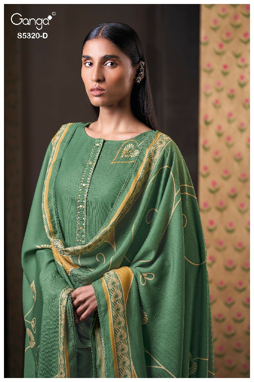 GANGA JUVIA S5320 WHOLESALE PURE WOOL PASHMINA WINTER WEAR UNSTITCH SALWAR SUITS FOR EXPORT