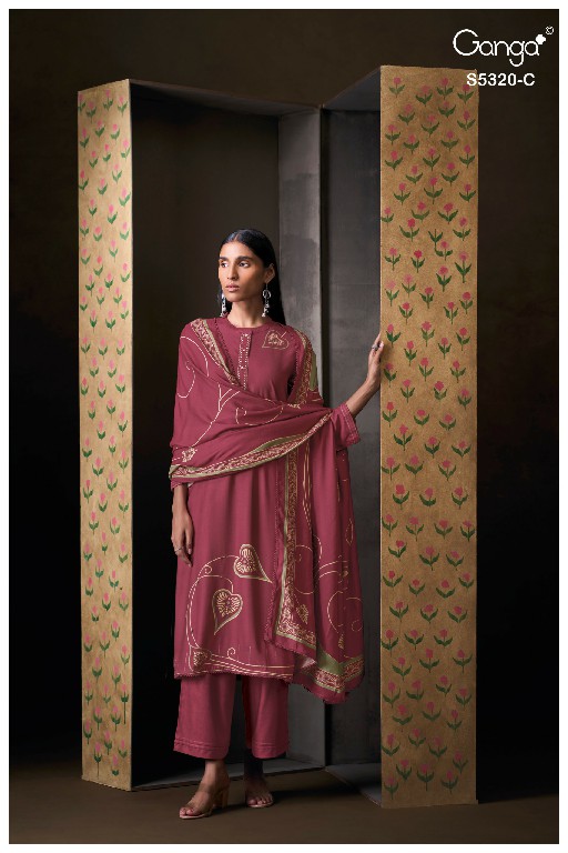 GANGA JUVIA S5320 WHOLESALE PURE WOOL PASHMINA WINTER WEAR UNSTITCH SALWAR SUITS FOR EXPORT