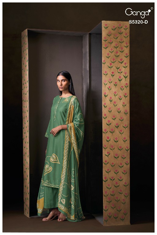 GANGA JUVIA S5320 WHOLESALE PURE WOOL PASHMINA WINTER WEAR UNSTITCH SALWAR SUITS FOR EXPORT
