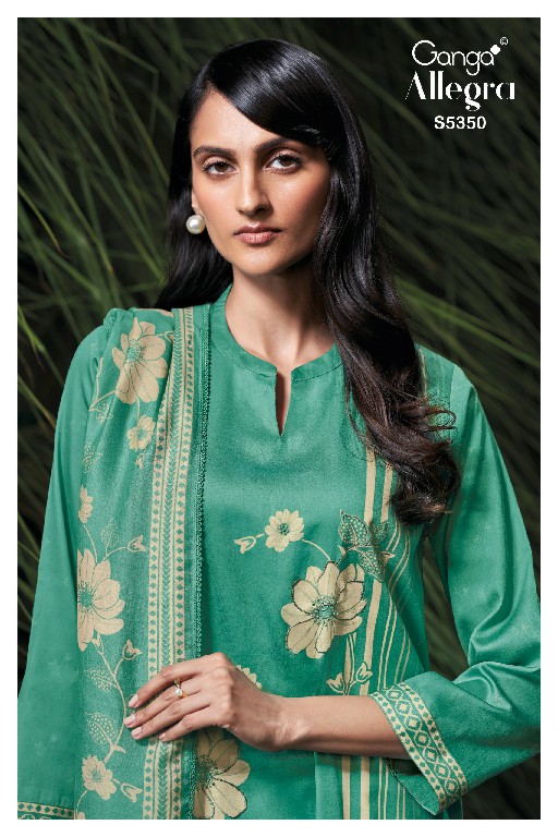 GANGA ALLEGRA S5350 WHOLESALE PURE WOOL PASHMINA WINTER CASUAL WEAR UNSTITCH SALWAR SUITS EXPORTER