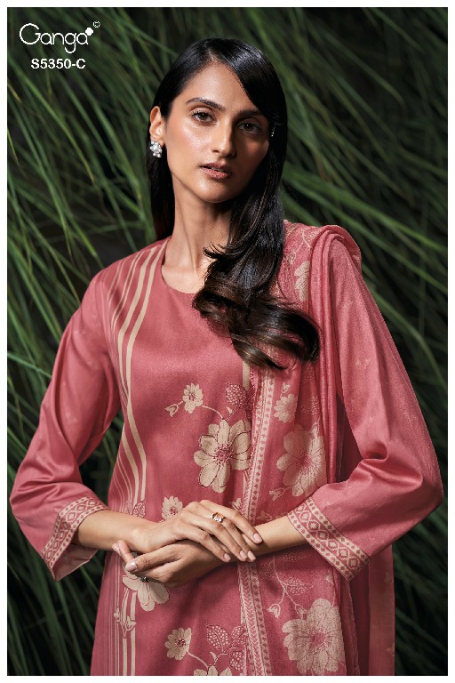 GANGA ALLEGRA S5350 WHOLESALE PURE WOOL PASHMINA WINTER CASUAL WEAR UNSTITCH SALWAR SUITS EXPORTER