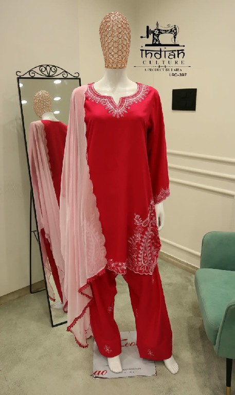 INDIAN CULTURE D.NO LRC-397 WHOLESALE READYMADE COTTON RAYON ELEGANT 3 PCS SUITS EXPORTER