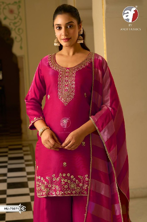 ANJU FAB D.NO HU 75070-75071-75073 WHOLESALE READYMADE HO SHIMMER DESIGNER WEAR 3 PCS COMBO SET SUITS SUPPLIER