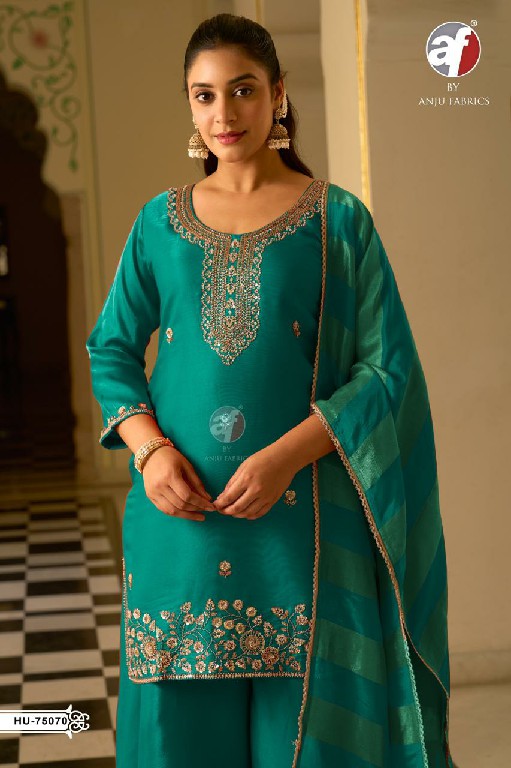 ANJU FAB D.NO HU 75070-75071-75073 WHOLESALE READYMADE HO SHIMMER DESIGNER WEAR 3 PCS COMBO SET SUITS SUPPLIER