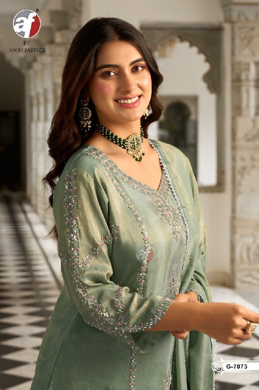 ANJU FAB D.NO G 7005-7072-7073 WHOLESALE READYMADE TISSUE SHIMMER FESTIVE WEAR 3 PCS COMBO SET SUITS EXPORTER