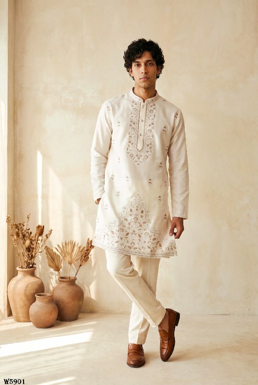 OUTLUK WEDDING COLLECTION VOL 59 WHOLESALE READYMADE SILK OCCASION SPECIAL KURTA WITH PANT FOR MEN EXPORTER