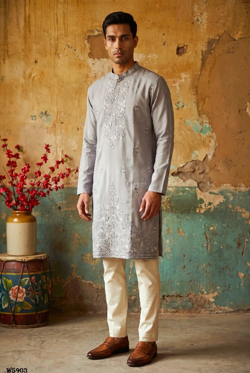 OUTLUK WEDDING COLLECTION VOL 59 WHOLESALE READYMADE SILK OCCASION SPECIAL KURTA WITH PANT FOR MEN EXPORTER