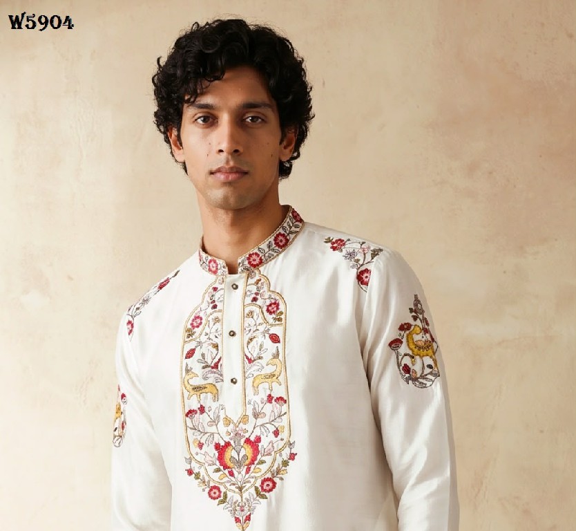 OUTLUK WEDDING COLLECTION VOL 59 WHOLESALE READYMADE SILK OCCASION SPECIAL KURTA WITH PANT FOR MEN EXPORTER