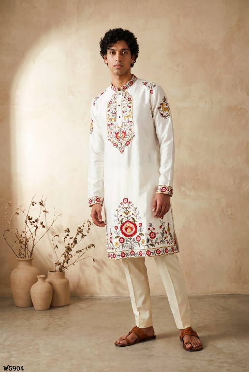 OUTLUK WEDDING COLLECTION VOL 59 WHOLESALE READYMADE SILK OCCASION SPECIAL KURTA WITH PANT FOR MEN EXPORTER