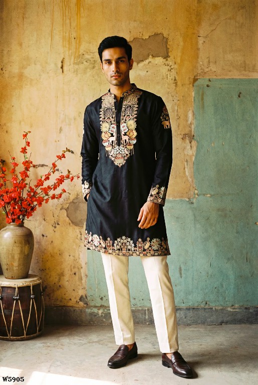 OUTLUK WEDDING COLLECTION VOL 59 WHOLESALE READYMADE SILK OCCASION SPECIAL KURTA WITH PANT FOR MEN EXPORTER