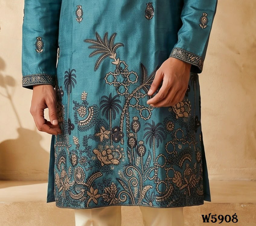 OUTLUK WEDDING COLLECTION VOL 59 WHOLESALE READYMADE SILK OCCASION SPECIAL KURTA WITH PANT FOR MEN EXPORTER