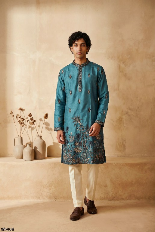 OUTLUK WEDDING COLLECTION VOL 59 WHOLESALE READYMADE SILK OCCASION SPECIAL KURTA WITH PANT FOR MEN EXPORTER