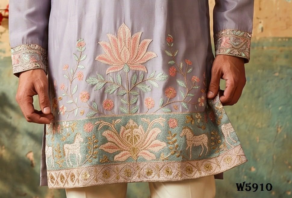 OUTLUK WEDDING COLLECTION VOL 59 WHOLESALE READYMADE SILK OCCASION SPECIAL KURTA WITH PANT FOR MEN EXPORTER