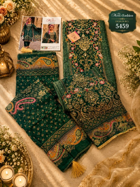 MOTIFZ D.NO 5459 WHOLESALE VISCOSE MUSLIN BEAUTIFUL UNSTITCH SALWAR KAMEEZ SUPPLIER