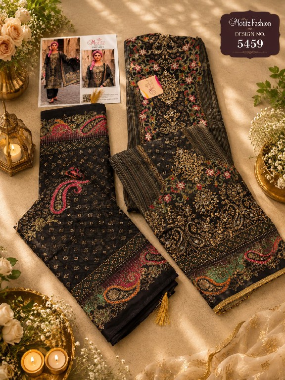 MOTIFZ D.NO 5459 WHOLESALE VISCOSE MUSLIN BEAUTIFUL UNSTITCH SALWAR KAMEEZ SUPPLIER